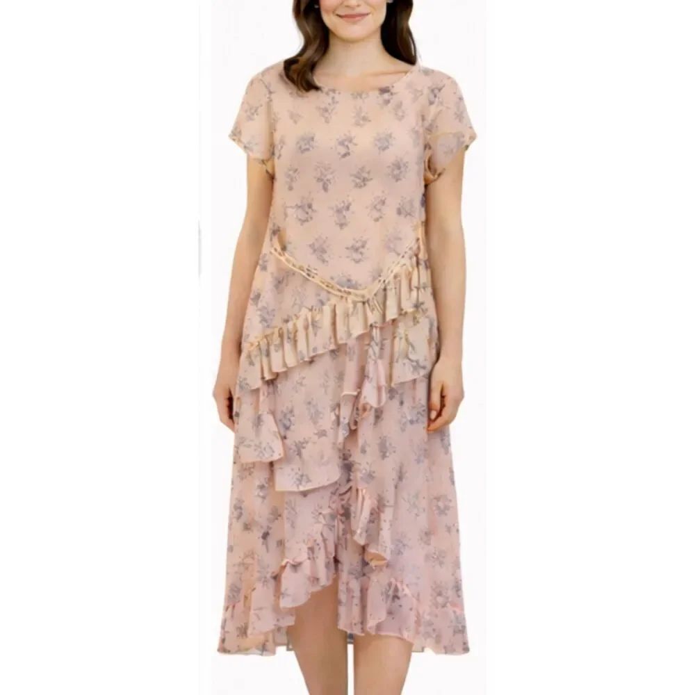 On twelfth floral ruffle shift dress size medium